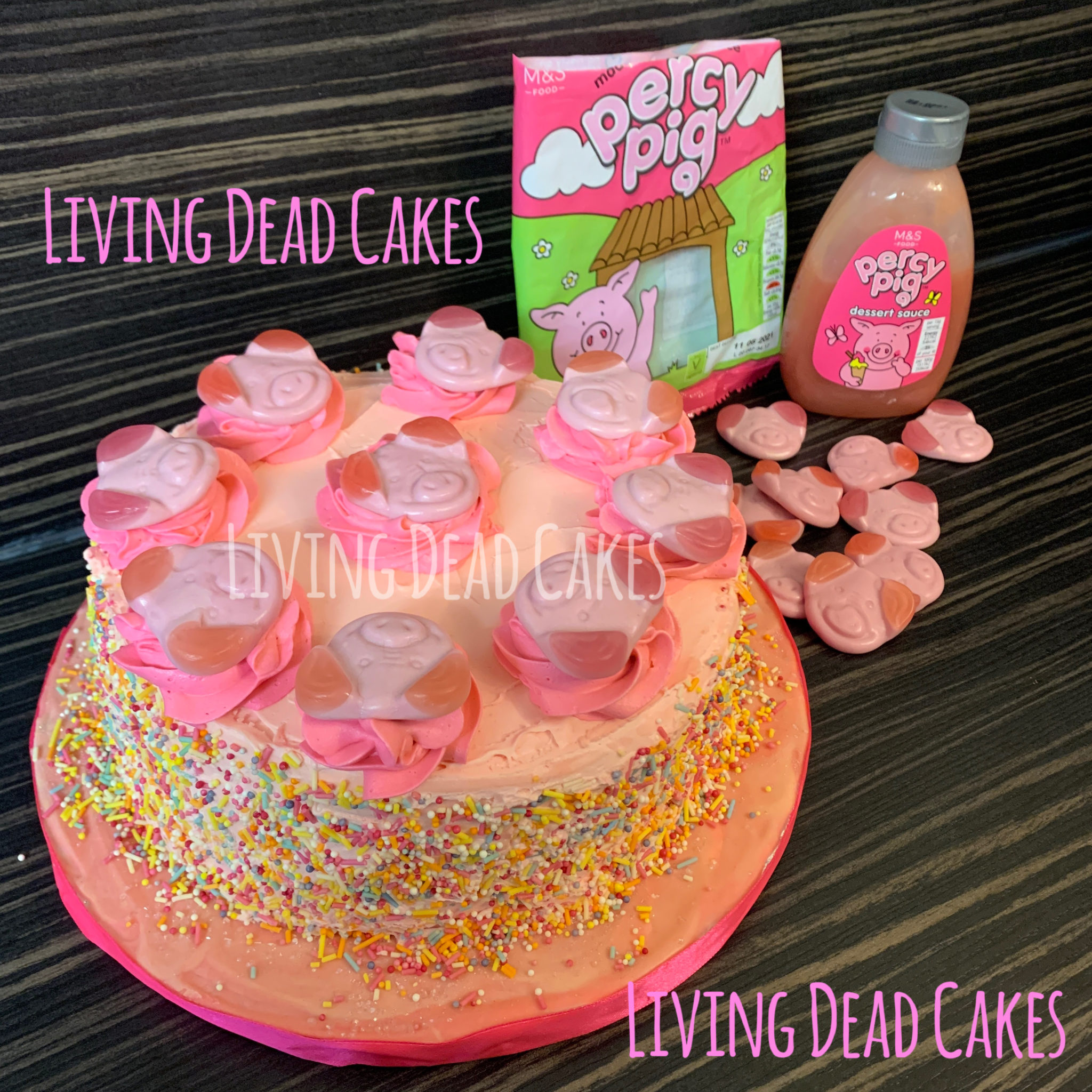 M&S Percy Pig cake! We made it gluten free! Living Dead Cakes