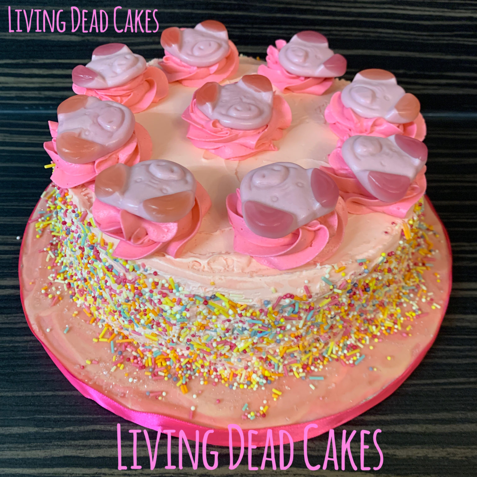 M&S Percy Pig cake! We made it gluten free! Living Dead Cakes